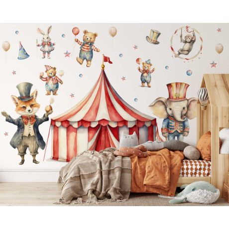 Best Beautiful Retro Cute Animal Circus Wall Stickers for Nursery Decor