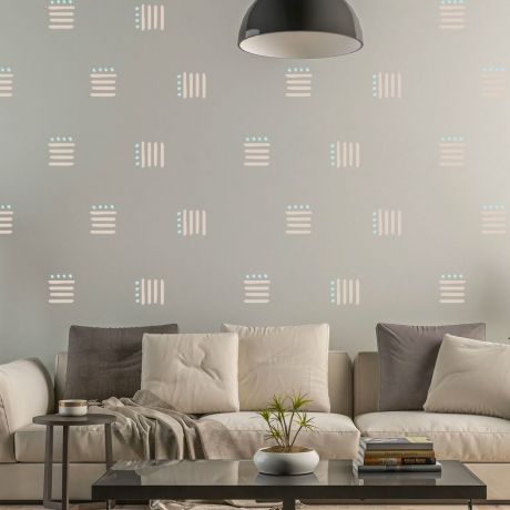 Set of 50 Lines with Polka Dots wall Decal Abstract Boho Wall Stickers