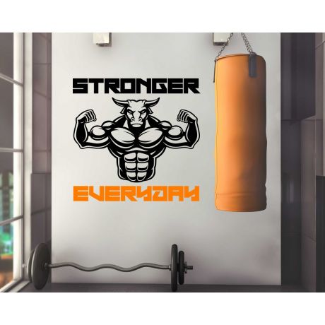 Stronger Everyday Inspirational Quote Fitness Wall Stickers
