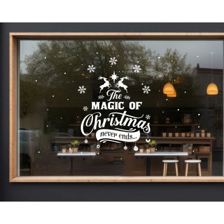 The Magic Of Christmas Never Ends Decals For Shop Front Window Glass Decoration