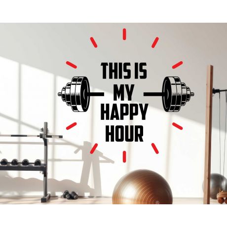 Gym Wall Stickers, Motivational Wall Quotes Decals for Gym Decor, This Is My happy hour Gym Quotes Wall Stickers 