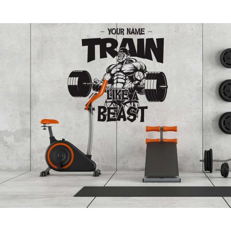 Custom Name Wall Stickers, Gym Quotes Wall Decals, Custom Name With Gym Quotes Wall Stickers for Gym Decor