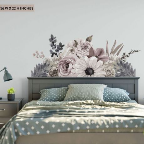 Pancy Floral Headboard Stickers, Tropical Floral Leaves Headboard Decals, Bed Headboard Wall Stickers, Bedroom Decoration, Pancy Headboard
