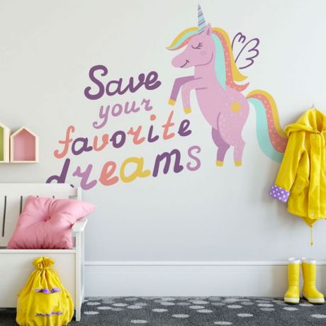 Unicorn Horn Quotes Wall Stickers, Clouds, Stars, Moon Wall Decal, Nursery Wall Decal, Girls Bedroom Decor Unicorn Sticker, Fantasy Unicorn