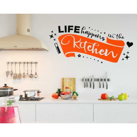 Kitchen Wall Quote The Life happens in the Kitchen