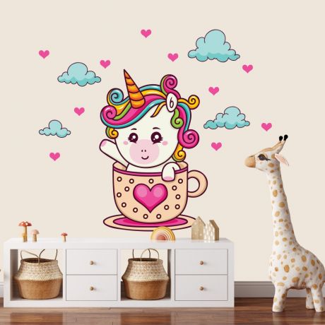 Baby Unicorn Wall Decal Stickers Fantasy Girls Bedroom Wall Art Cute Nursery