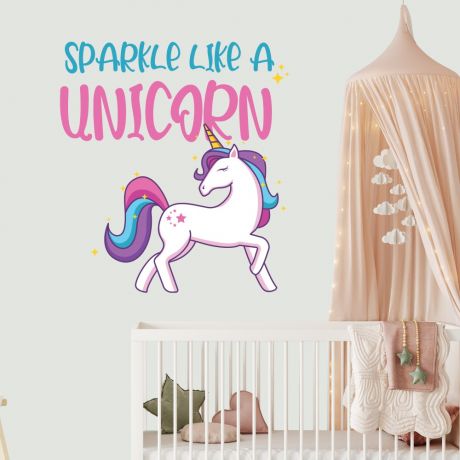 Sparkle like a Unicorn Quote wall sticker, unicorn wall decal, Flower room decor, unicorn room dÃ©cor