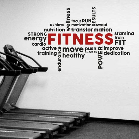 Fitness Motivational Home Gym Fitness Wall Decal, Fitness Words Gym Room Decor, Fitness Home Gym Vinyl Wall Sticker