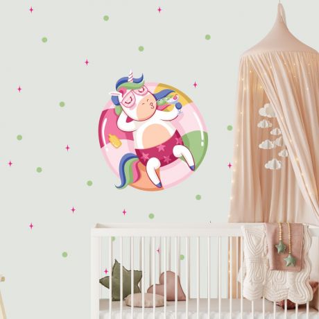Chilling Unicorn Wall Decal Stickers Fantasy Girls Bedroom Wall Art Cute Nursery