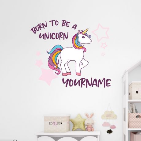 Custom Name Unicorn Wall Decal Stickers Fantasy Girls Bedroom Wall Art Cute Nursery