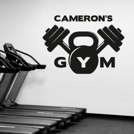 Custom Name Home Gym Wall Decal, Personalised Name Gym Room Decor, Home Gym Vinyl Wall Sticker