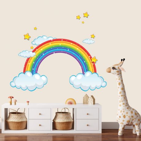 Rainbow Wall Decal Stickers Fantasy Girls Bedroom Wall Art Cute Nursery