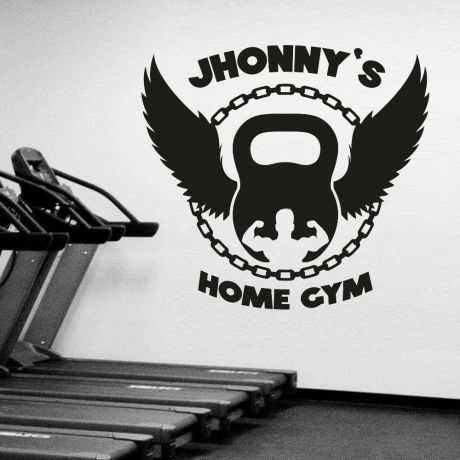 Personalized Name Body Builder Home Gym Fitness Wall Decal, Custom Name Gym Room Decor, Home Gym Vinyl Wall Sticker