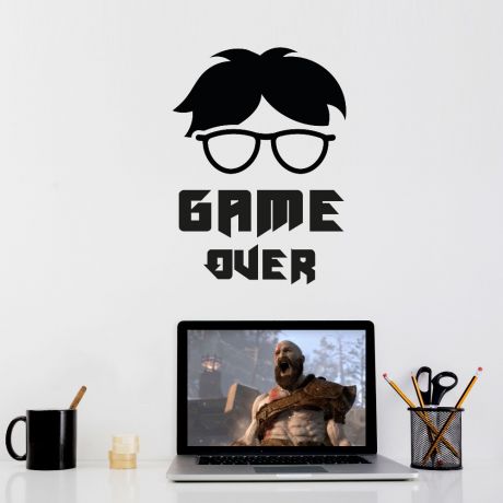 GAME OVER wall decals Gamer Teen Room Vinyl Wall Decal
