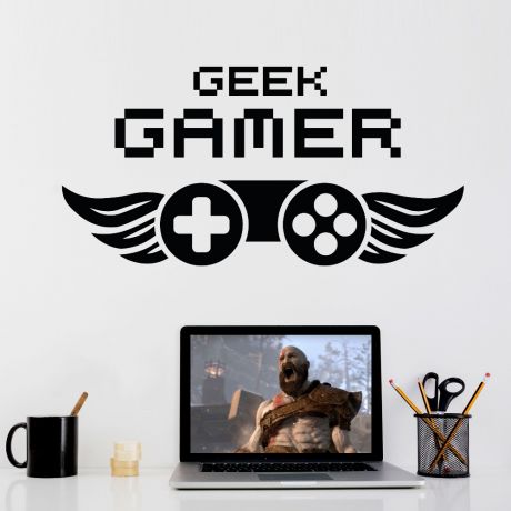 Gamer Geek Wall sticker Vinyl Mural Wallpaper For Kids Room Decoration