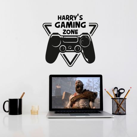 Custom Name Gaming Zone Controller Video Game Decal Sticker Wall Vinyl Decor