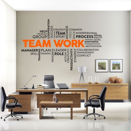 Teamwork Inspirational Quote Office Wall Sticker | Motivational workplace Quote Wall Decals