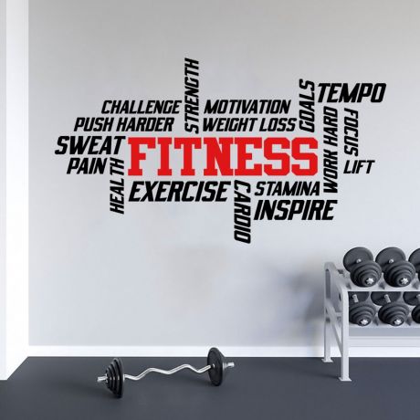 Fitness Quotes Home Gym Wall Stickers, Motivational Gym Vinyl Wall Sticker, Gym Room Wall Decals
