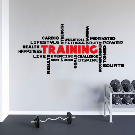 Training Fitness Quotes Home Gym Wall Decal, Motivational Gym Vinyl Wall Sticker, Gym Room Decor