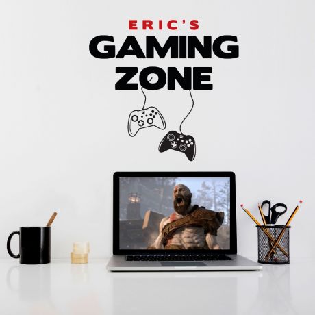 Custom Name Gaming Zone Wall Decal Sticker Gamer Room Vinyl Wall Decals