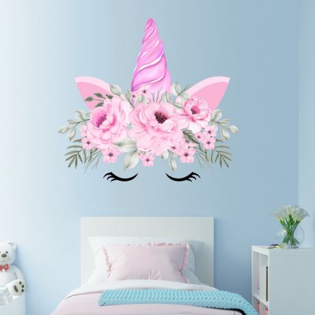 Unicorn horn wall sticker, unicorn wall decal, rainbow room decor, unicorn room decor, unicorn horn