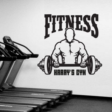 Customised Home Gym Fitness Wall Decal, Personalised Name Gym Room Decor, Fitness Home Gym Vinyl Wall Sticker