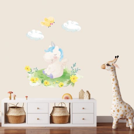 Watercolour Unicorn Wall Sticker Wall Decal Stickers Fantasy Girls Bedroom Wall Art Cute Nursery