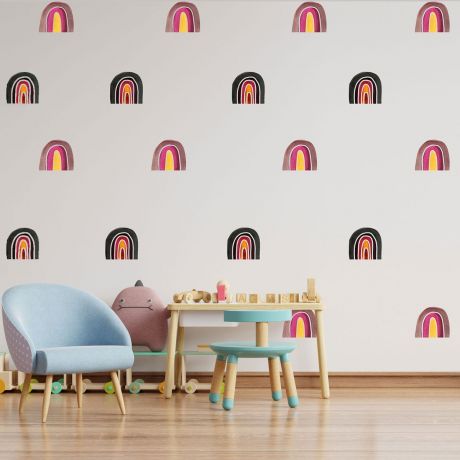 Set of 20 Multicolour Rainbow Wall Decals, MultiColour Pattern for kids room wall stickers