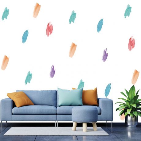 Set of 25 MultiColour Brush Stroke, Multicolour Pattern for kids room wall stickers