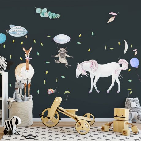 Fairy Animals Wall Sticker,Unicorn Animal Wall Vinyl Wall Stickers, Bunny Decals for Kids Room