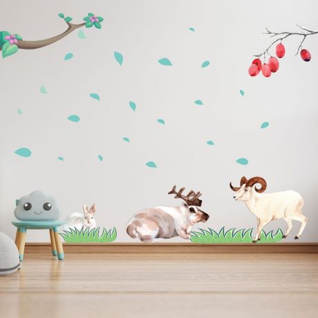 Animals Wall Sticker,Goat Vinyl Wall Stickers, Rabbit for Kids Room