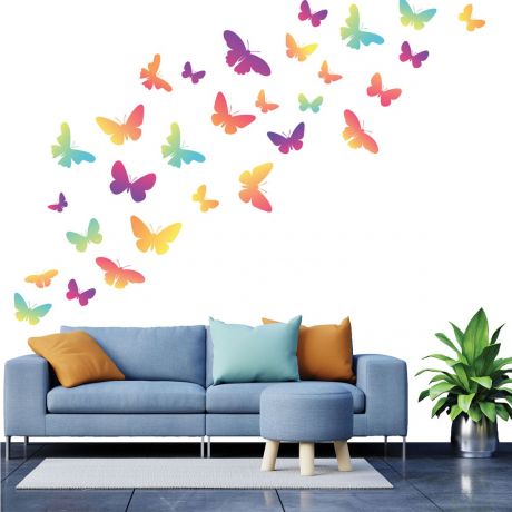 Set of 20 Multicolour Butterfly Wall Stickers, Pattern for kids room wall stickers