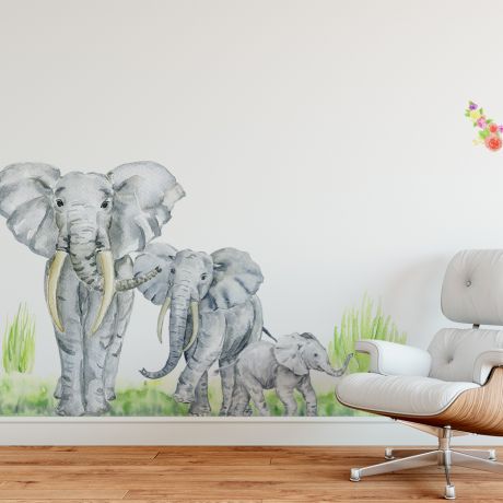 Elephant Wall Decor, Animal wall sticker for children, Kids room wall decal for Home decoration