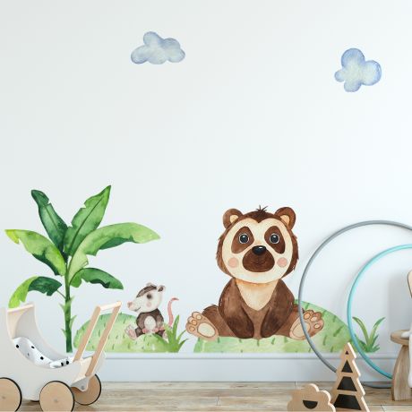 Bear and Rat Animal wall sticker for children, Kids room wall decal for Home decoration