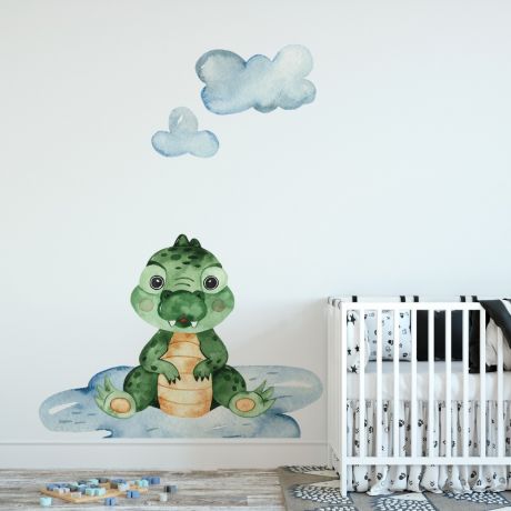 Crocodile in Water Animal wall sticker for children, Kids room wall decal for Home decoration