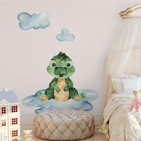 Crocodile in Water Animal wall sticker for children, Kids room wall decal for Home decoration