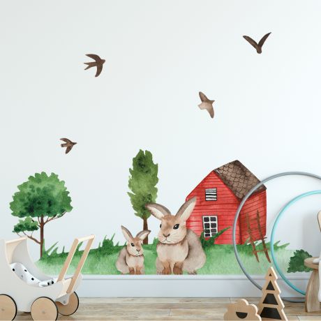 Bunny Animal wall sticker for children, Kids room wall decal for Home decoration