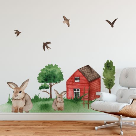 Bunny Animal wall sticker for children, Kids room wall decal for Home decoration