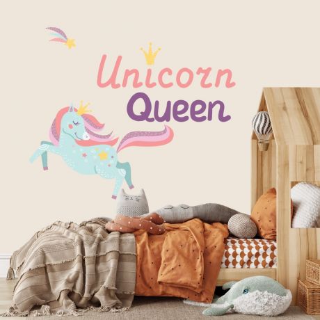 Unicorn Queen Wall Stickers Fantasy Girls Bedroom Wall Art