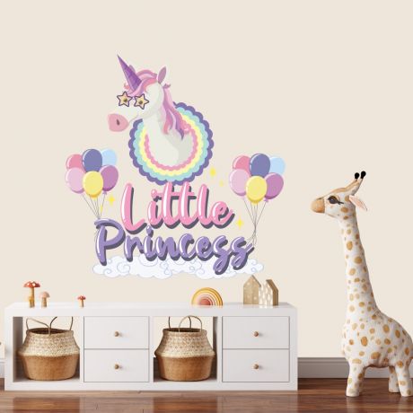Little Princess Unicorn Wall Stickers Fantasy Girls Bedroom Wall Art
