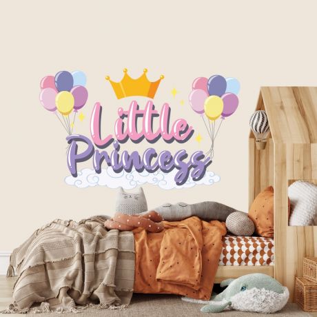 Little Princess Crown Unicorn Wall Stickers Fantasy Girls Bedroom Wall Art