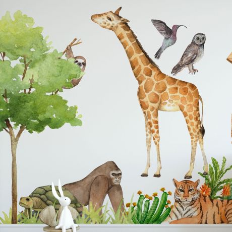 Big Wall sticker Set for Kids, Tiger, Giraffe, Zebra, Cute Safari Animals, Wall Stickers Decoration, Zoo Wall Decal, Nursery wall sticker