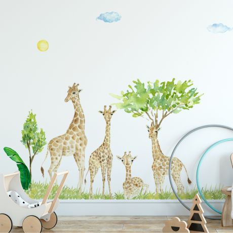 Big Giraffe Stickers Set for Kids, Giraffe Animal wall sticker for children, Kids room wall decal for Home decoration, Nursery Wall Stickers