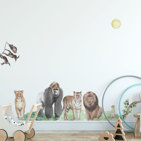 Jurassic Park Theme Wall Stickers, Wall Mural Decals, Lion Tiger Monkey Wall Stickers Zoo Wall Decal Nursery wall sticker, Animal Watercolor