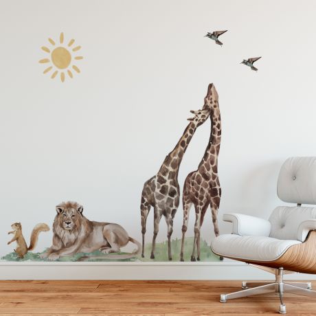 Animal Watercolour Wall Stickers, Jurassic Park, Safari Theme Wall Stickers, Lion Giraffe Wall Stickers, Zoo Wall Decal Nursery wall sticker