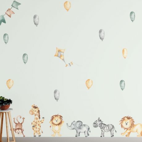 Kids Room Decoration, Animal Wall Stickers for Nursery, Lion Cute Sticker Pack, Animal Poster, Vinyl Nature Animal Art Waterproof Sticker