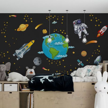 Space wall stickers for Nursery kids room decoration