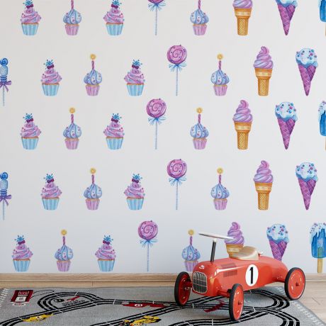 Kids Room Ice Cream Decoration, Sticky fingers ice cream Wall Stickers for Nursery, Cute Sticker Pack, Vinyl Nature Art Peel & Stick Vinyl