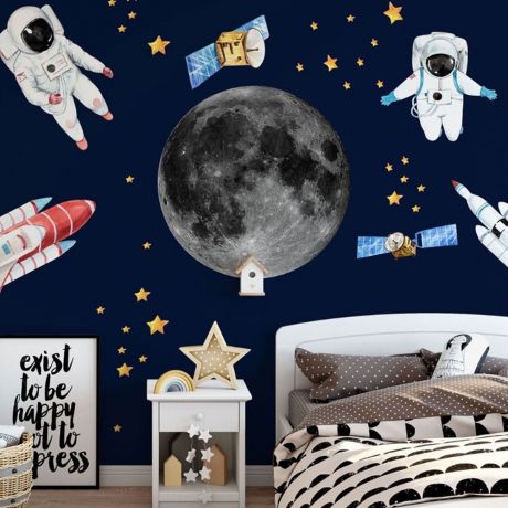 Astronaut Wall Decal, Kids Room Decor, Boys Room Wall Decal, Space Sticker, Solar System Decal, Girls Bedroom Decor, Astronaut Decal for Boy