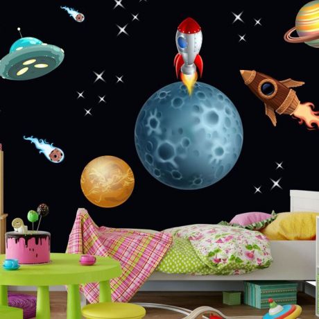 Solar System Decal, Astronaut Wall Decal, Kids Room Decor, Boys Room Wall Decal, Space Sticker, Girls Bedroom Decor, Astronaut Decal for Boy